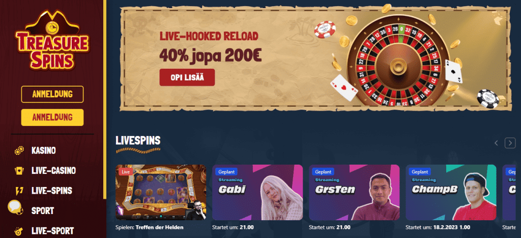 Treasurespins - Online Casino ohne 1 Euro Limit, das auch Kryptowährungen für Spieler auf der ganzen Welt akzeptiert